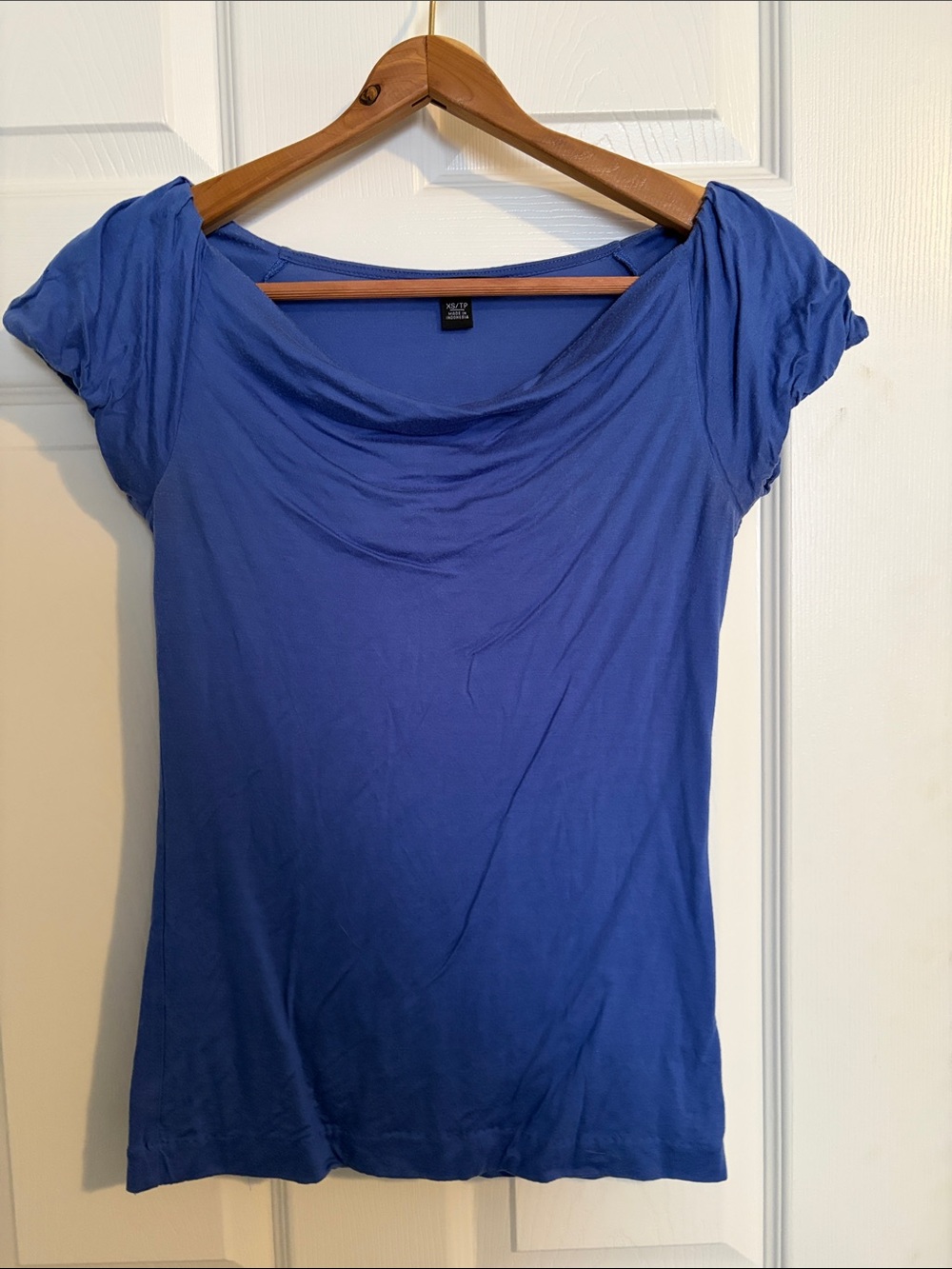 Express Short Sleeve Cowl Neck Tee in Royal Blue